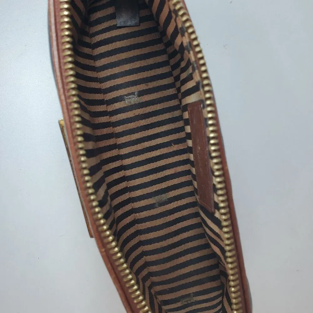 L.A.M.B Gwen Steffani Leather Make Up Bag Red White Blue Sz Med Zipper Pouch